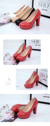 High Heels Shoes Women White Wedding Shoes Thick 10 CM Heels Fashion Party Pumps Footwear Black Red Round Zapatos De Mujer