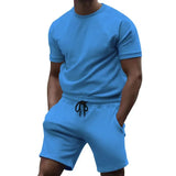 Men's T-shirt and shorts set, short-sleeved T-shirt and shorts set, two-piece set, beach sportswear