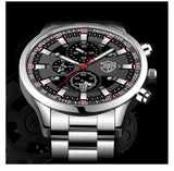Fashion Mens Sports Watches Men Business Stainless Steel Quartz Watch Luxury Man Casual Calendar Luminous Clock Reloj Hombre
