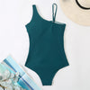 Plus Size Swimsuits Women One Shoulder Slim Swimwear For Women Mesh Solid Black Red Blue Push Up Padded Bathing Suits M-3xl 4xl