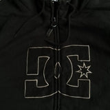 Harajuku Men Zip Hoodie Sweatshirt Black Hooded Jacket with Front Logo Pockets Trendy Hip Hop Embroidered Sweatshirt Streetwear