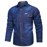 Plus Size 5XL Spring Long Sleeve Loose Denim Shirts Men Pure Cotton Shirt High Quality Male Autumn Fashion Casual Outwear Shirts