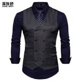 2025 Men's Formal Dress Vest Top Double Breasted Casual Tank Tops Solid Slim V-Neck Club Party Suits Vest Formal Waistcoat Men