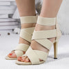 Black Sexy Open Toes Gladiator Shoes Womens Sandals Super High Heel Pumps Ladies Broadband Back Zipper Party Wedding Sandal