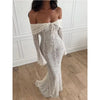 Women's Dresses New Sexy One-word Shoulder Lace Temperament Tube Top Long Dress Slim Fishtail Dress for Women