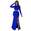 Female Autumn Winter Long Maxi Dress Cutout Waist High Side Split Long Sleeve Dresses Vestidos Sexy Elegant Party Clubwear