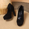 Women High Heels Fashion Suede Round Toe Female Platform Shoes Women Pumps Heeled Sandals Sexy Ankle Strap Footwear Big Size 42