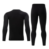 2-piece plus size men's fall/winter thermal underwear set fashion simple sleeve striped long-sleeved trousers casual pajamas set