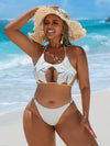 Plus Size Sexy Women Five-Pointed Star Halter Strappy Crochet Bikini Knitted Bikini Top Female Swimsuit Bather Swim Beachwear