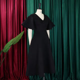 Dress Women Sexy Dresses White Round Neck Flare Sleeve Party Sheath Pleated High Waist Work Elegant Bodycon Mid Length Vestidos