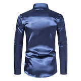 Nightclub Dress Red Satin Shirts Men Clothing Silk Like Long Sleeve Roupas Masculinas Mens Sexy Wedding Party Button Up Shirts