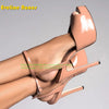 Peep Toe Platform Buckle Strap Red Sandals Pointed Toe Thin Heel Slingback Sexy Women Runway Show Shoes Spicy Girl Party Trend