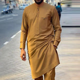 Summer Men's Sets Clothes Outfit Kaftan Luxury Long Sleeved Top Pants 2-piece Man Suit African Ethnic Traditional Male Clothing