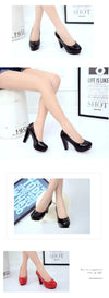 High Heels Shoes Women White Wedding Shoes Thick 10 CM Heels Fashion Party Pumps Footwear Black Red Round Zapatos De Mujer