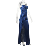 Women's Party Long Dresses Party Sexy Slim Fit Slit Satin Suspender Evening Dress Maxi Dress Sexy Female  Robe Vestidos