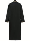 Muslim men's robe long-sleeved ethnic style embroidered stand collar Arabic clothing men's Islamic casual robe