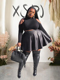 Elegant Skirts for Women Summer Streetwear Leather Skirt Sexy A-line Flare Ladies Plus Size Black Skirt Wholesale Dropshipping