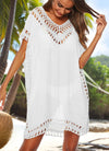 Plus Size Beachwear for Women Summer Outwear Knitted V Neck Bikinis Cover Up Yellow Tunic Pareo Swimsuit Coverd Large Dress XXL