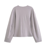 Women's Suit 2025 Spring New Women's Clothing Fashion Long Sleeve O-neck Pleated Top Double-Sided Fabric Office Top Casual Pants