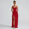 Women's Party Long Dresses Party Sexy Slim Fit Slit Satin Suspender Evening Dress Maxi Dress Sexy Female  Robe Vestidos