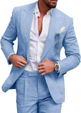 Mens Linen Suits for Beach Slim Fit 2 Piece Wedding Tuxedo for Men Attire Casual Summer Groomsmen Suit Holiday Party Marriage On