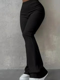 Women's Clothing Autumn and Winter Casual Simple Fashion Slim Ribbed Leggings Solid Color High Waist Trousers for Women