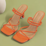 Women's Pumps Summer Womens Sandals Elegant Female Slippers Square Toe Clip-toe High Heel Slippers 2025 New Sandalias Femininas