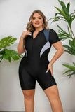 Plus Size One-piece Swimming Suit Zip-up Sports Swimsuit Bathing Suit Women Dive Skin Shorts Bathing Suit for Lady