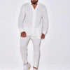 Mens Sets Linen Spring Autumn Leisure Suit Long Sleeve Shirts and Trousers Two Piece Sets Fashion Men Hot Sales Comfortable