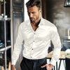 Casual Men's Satin Silk Dress Shirts Long Sleeve Social Single Breasted Button Turn-Down Collar Shirts Wedding Party Men Clothes