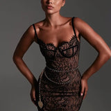 Women's Clothing 2025 New Lace Camisole Fashionable Temperament Dress Long Skirt Off Shoulder Slim Fit Dress Summer Dress Dress