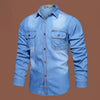 Plus Size 5XL Spring Long Sleeve Loose Denim Shirts Men Pure Cotton Shirt High Quality Male Autumn Fashion Casual Outwear Shirts