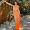 Green Knit Hollow Out Beach Long Dress Women Sexy Halter Backless Sleeveless Split Party Dresses 2025 Summer Lady Holiday Robe