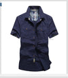 M-6xlplus Size Men's Shirt Summer Short Sleeve Cargo Shirts New Shirts Breathable Cool 100% Cotton Camisa Social Masculina
