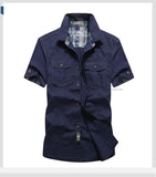 M-6xlplus Size Men's Shirt Summer Short Sleeve Cargo Shirts New Shirts Breathable Cool 100% Cotton Camisa Social Masculina