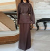 Women's Clothing Temperament Fashionable Lapel Long Sleeved Slim Fit Long Skirt Three Piece Set Simple Commuting Elegant Set