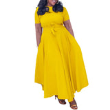 Elegant Party Dresses for Woman 2024 Round Neck Short Sleeve Sashes Ankle Length Fashion Female Birthday Party Dinner Vestidos