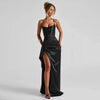 Women's Party Long Dresses Party Sexy Slim Fit Slit Satin Suspender Evening Dress Maxi Dress Sexy Female  Robe Vestidos
