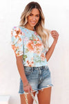 Women Blouse Fashionable Summer Versatile Urban Leisure Bubble Sleeve Round Neck Straight Tube Women's T-shirt Blouses Shirts