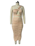 Two Piece Set for Women Summer Sets Outfits Sexy Crop Top and Midi Dress Elegant Dress Sets Plus Size Wholesale Dropshipping