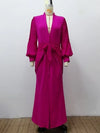 Women Elegant Evening Party Dresses 2025 New Spring Summer Solid Color Deep V-Neck Split-Front Bandage Banquet Prom Gown