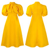 Elegant Party Dresses for Woman 2024 Luxury Bow Collar Short Sleeve High Waisted A Line Pleated Ankle Length Birthday Party Robe