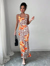 Women's Clothing Dress New Summer Sexy Backless Print Leopard V-Neck Dresses Streetwear Fashion Halter Lace-up Dresses Clothing