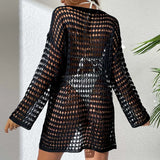 Women's Plus Size Swim Cover Up – Long Sleeve Beach Tunic Dress for Sun Protection, Swimwear Bikini Wrap, Ladies Sports Swimwear