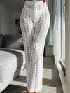 Women's casual summer clothing semi transparent elegant knitted wide pants comfortable drawstring