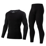 2-piece plus size men's fall/winter thermal underwear set fashion simple sleeve striped long-sleeved trousers casual pajamas set