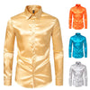 Nightclub Dress Red Satin Shirts Men Clothing Silk Like Long Sleeve Roupas Masculinas Mens Sexy Wedding Party Button Up Shirts