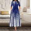 Women's Elegant Party Long Dresses Loose Round Neck Short Sleeves Retro Printed Casual Long Dress 2024