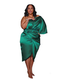 Plus Size Women Clothing One Shoulder Wedding Dress Big Lady Elegant Satin Short Dress Dresses 5xl Wholesale Bulk Dropshipping