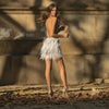 Women Party Dresses Elegant Short Feather Dress Ladies Sexy Backless V-neck Bandage Bodycon Dress Banquet Clothing